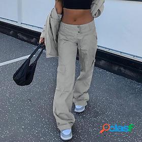 Womens Cargo Pants Wide Leg Grey Casual Baggy Casual Daily
