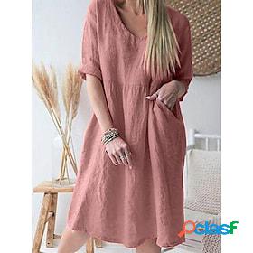 Women's Cotton Linen Dress Casual Dress Cotton And Linen