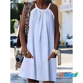 Womens Cotton Linen Dress Shift Dress Cotton And Linen Mini