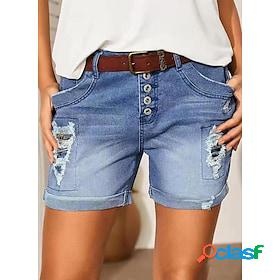 Womens Jeans Shorts Denim Light Blue Casual Daily Casual
