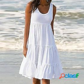 Womens White Dress Sundress Midi Dress Black And White Light