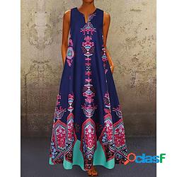 abito lungo da donna maxi abito nero blu giallo senza