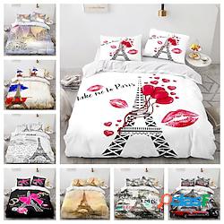 paris city comforter cover set torre eiffel stampa set di