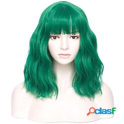 parrucca verde ricci parrucche sintetiche cosplay parrucche