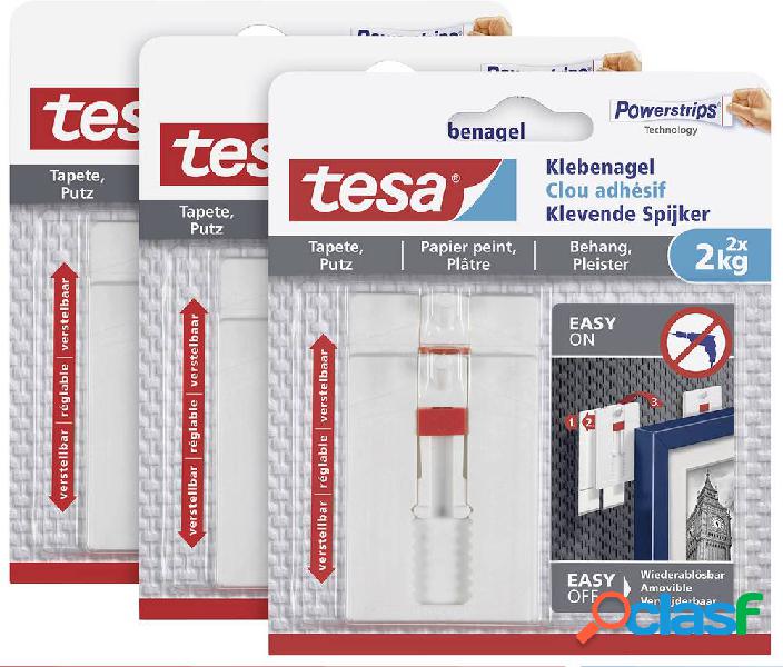 tesa 77777 Gel di velcro regolabile Bianco Contenuto: 6 pz.