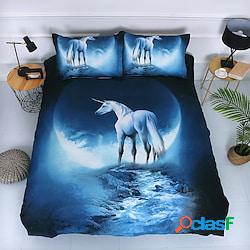 unicorno volante set di biancheria da letto luna blu set di