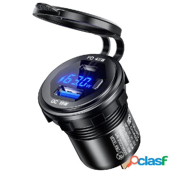 12-24V 63W Caricabatteria da auto in metallo presa di