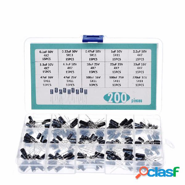 200PCS 15 Valori 0.1UF-220UF Assortimento di condensatori