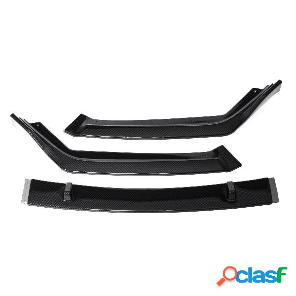 3PCS In Fibra di Carbonio Look Paraurti Anteriore Labbro