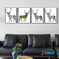 4 pannelli stampe di animali cervo arte murale immagine