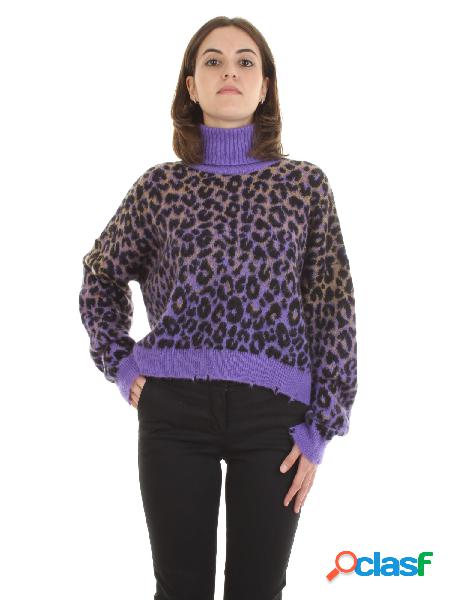 ANIYE BY Maglione dolcevita MAKU in fantasia animalier Viola