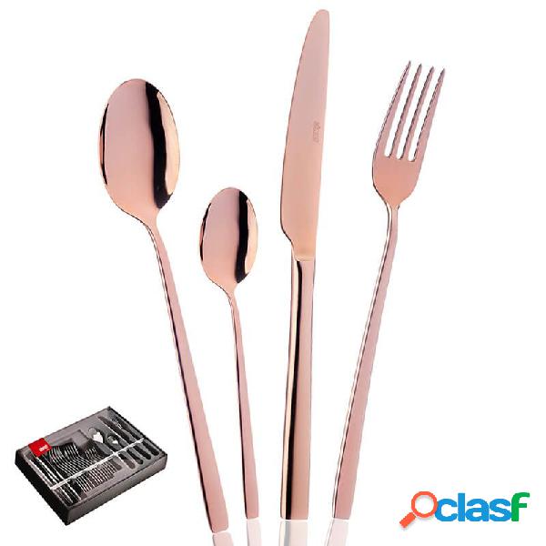 Abert Infinito Copper Set Posate 24 Pezzi in Acciaio Inox