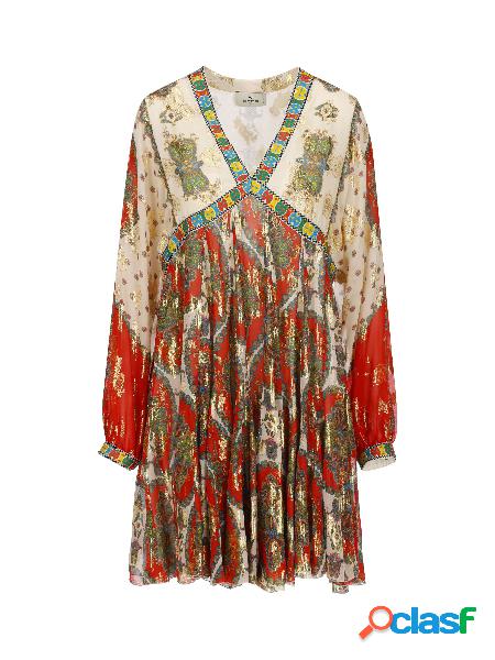 Abito In Seta Con Stampa Paisley Floreale