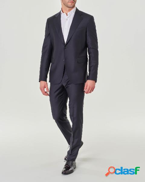 Abito blu scuro in tela di lana stretch