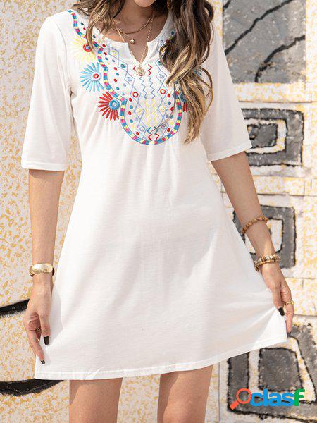 Abito con Scollo a V Casuale Vintage Bohemian Floreale