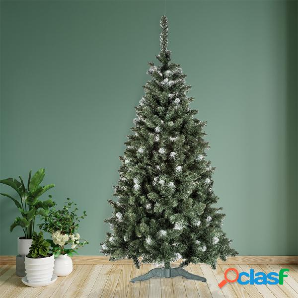 Albero di Natale design pino con rami bianchi 150cm verde