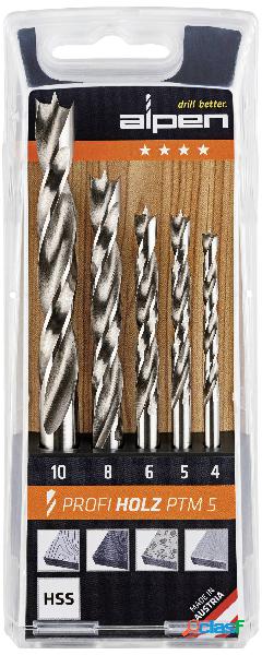 Alpen 600114100 Kit punte a spirale da legno 5 parti 4 mm, 5