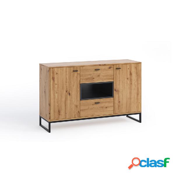 Amika - Credenza con ante e cassetti in legno industrial cm