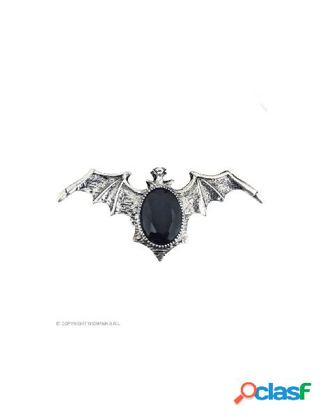 Anello pipistrello gotico con gemma nera