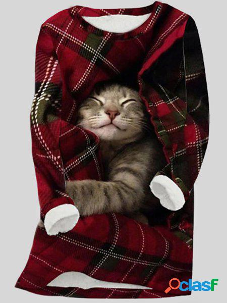 Animale Casuale Girocollo T-shirt