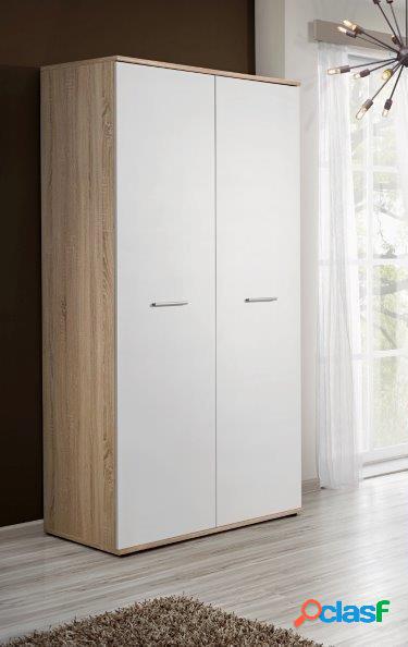 Armadio due ante design moderno in legno naturale e bianco