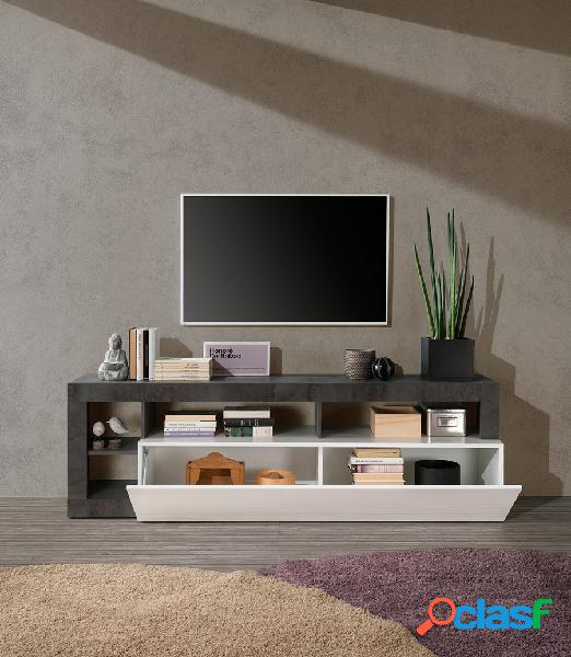 Aronne - Mobile basso porta tv anta a ribalta in legno