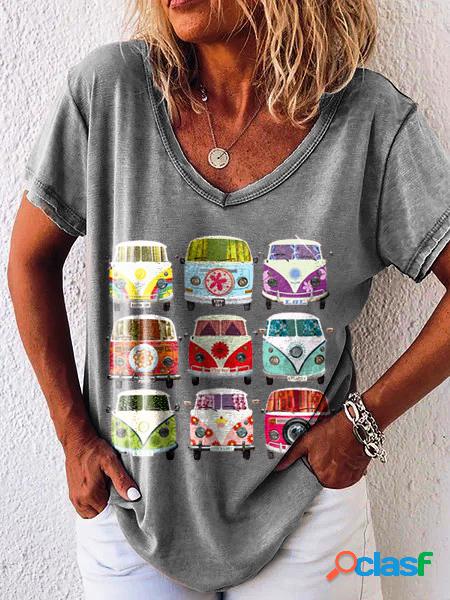 Auto Maniche Corte Dritto T-shirt