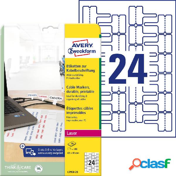 Avery-Zweckform L7950-20 Etichette 60 x 40 mm Pellicola in