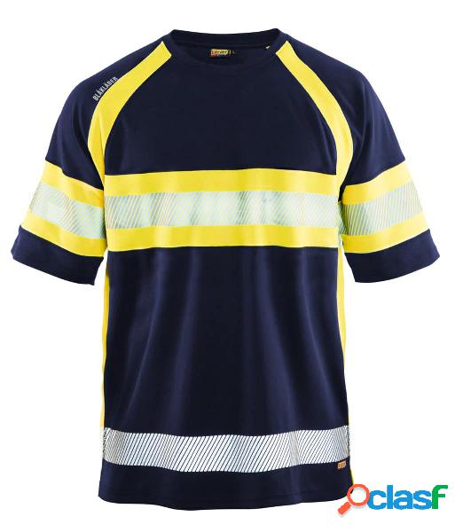 BLAKLÄDER - T-shirt alta visibilità blu marino / giallo