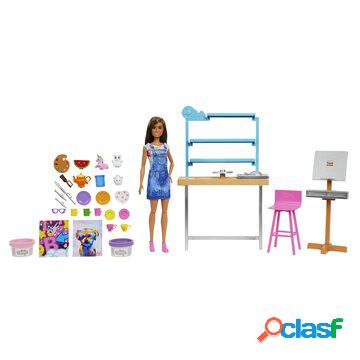 Barbie relax and create atelier - playset con bambola e