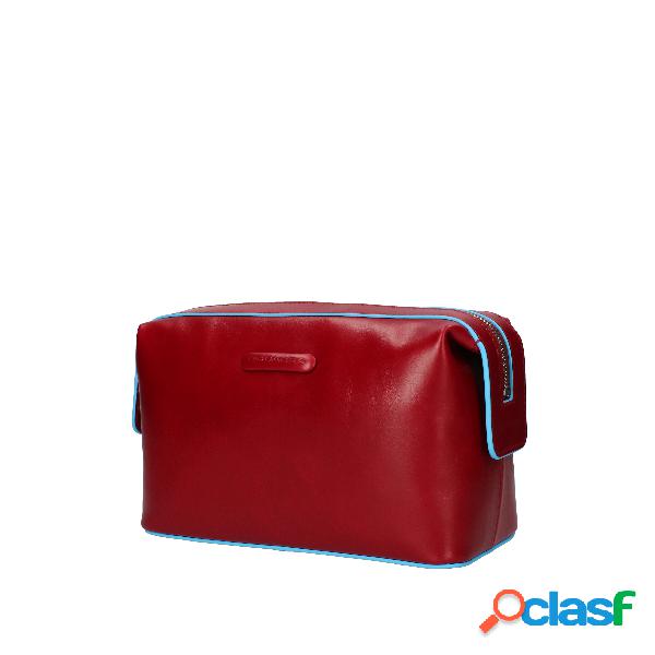 Beauty case di colore rosso in pelle BY3851B2