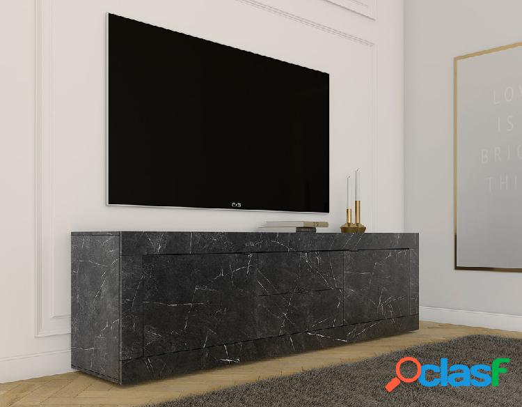 Beldin - Mobile porta tv alto in legno effetto marmo cm