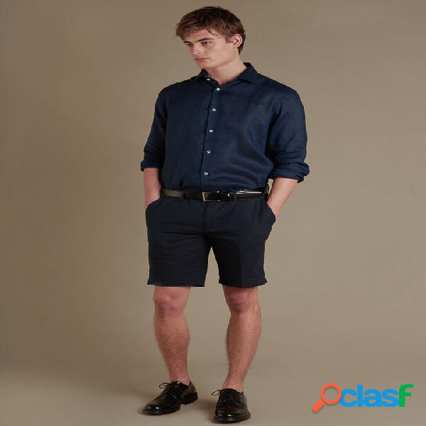 Bermuda chino con doppia pinces misto lino e cotone