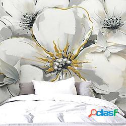 Bianco dorato seta grandi fiori 3d rivestimento murale tela