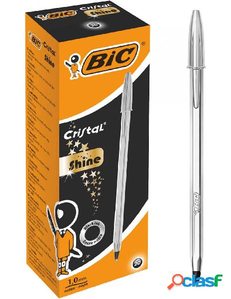 Bic - bic confezione 20 cristal shine argento penne a sfera