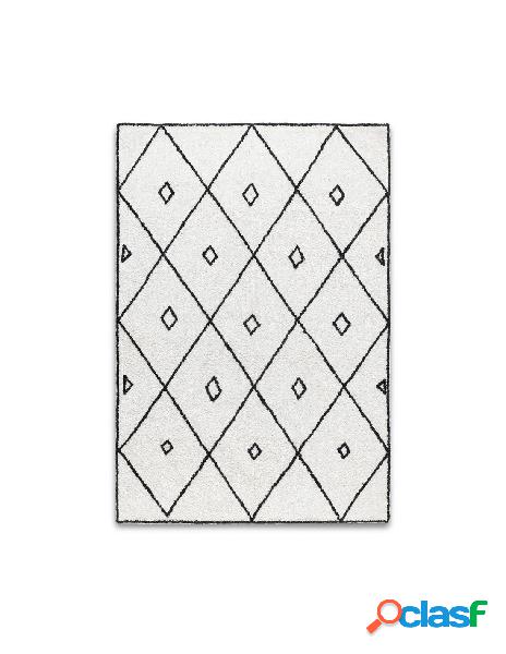 Blanc - tappeto morocco bianco e nero cotone 140x200 cm