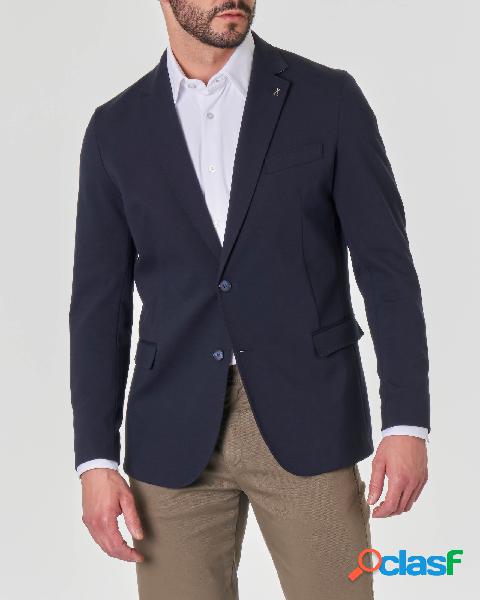 Blazer drop 4 blu in jersey di cotone stretch