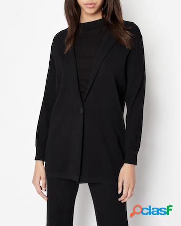 Blazer nero a un bottone in maglia di misto viscosa