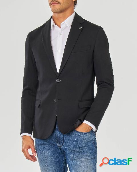 Blazer nero in jersey di viscosa stretch