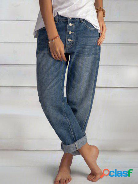 Blu Casuale Abbottonato Jeans