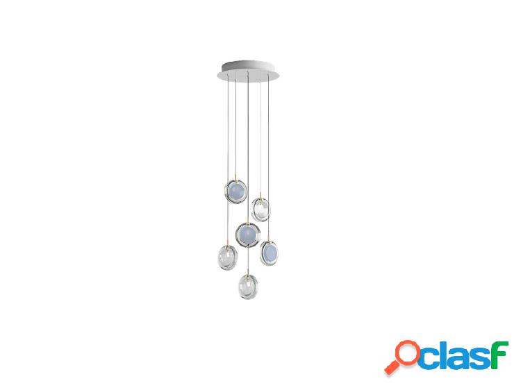 Bomma Lens Chandelier 6x - 3 Blue grey 3 Clear - Lampada a