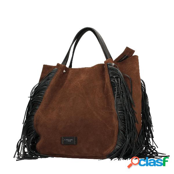 Borsa a mano da donna in pelle scamosciata