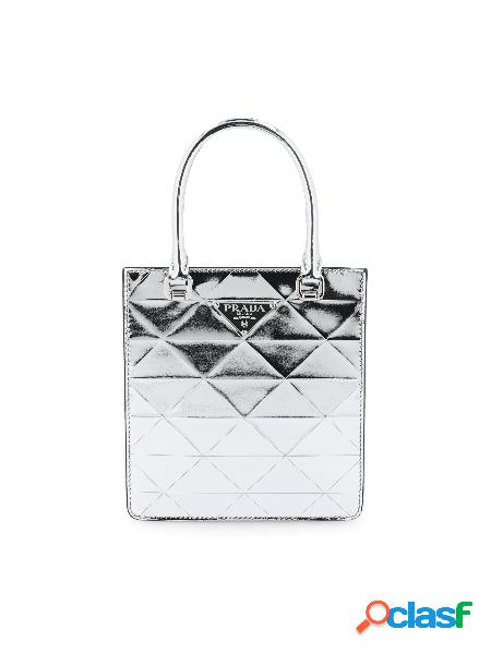 Borsa shopping small in pelle metallizzata