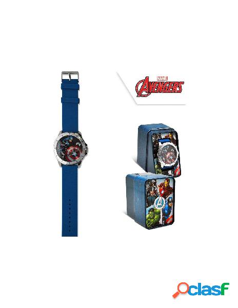 Box metallo orologio analogico captain america avengers