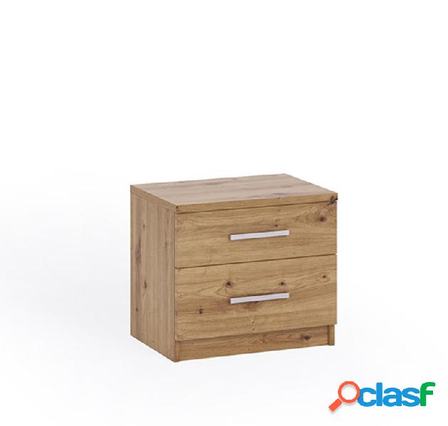 Bres - Comodino 2 cassetti in legno per camera da letto cm