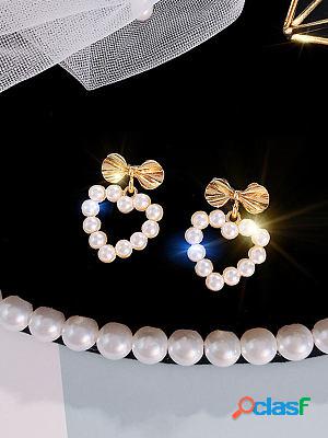 Butterfly Pearl Heart Stud Earrings