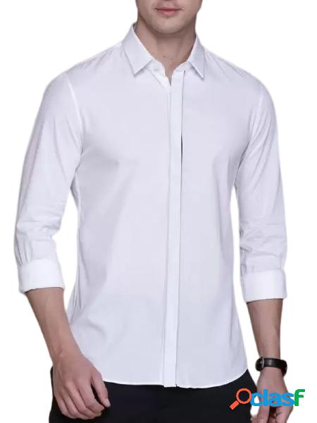 CALVIN KLEIN Camicia a manica lunga in cotone stretch Bianco