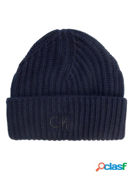 CALVIN KLEIN Cappello Elevated in misto cashmere e lana Blu