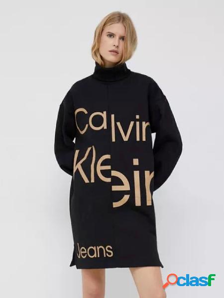 CALVIN KLEIN JEANS Abito corto dolcevita in felpa Nero