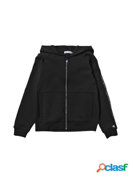 CALVIN KLEIN JEANS Felpa con cappuccio e banda logata Nero